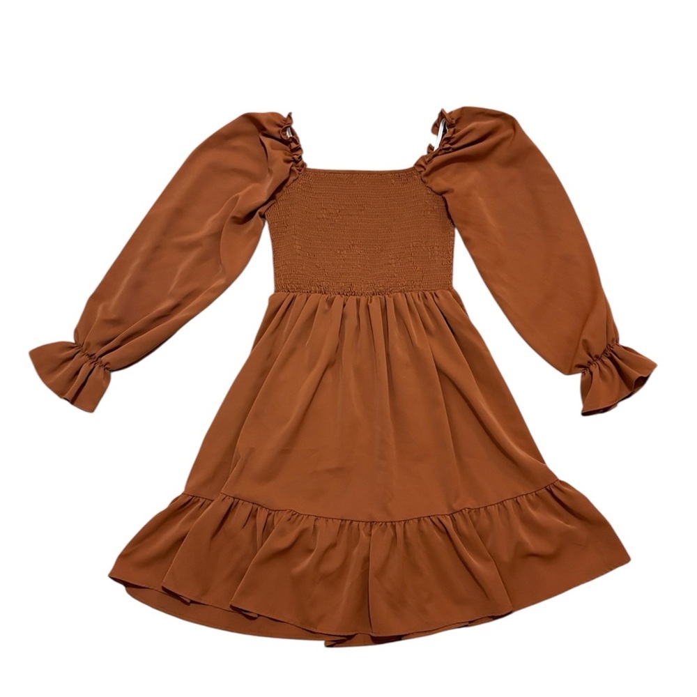 Elegant Burnt Orange Flowy Dress #49